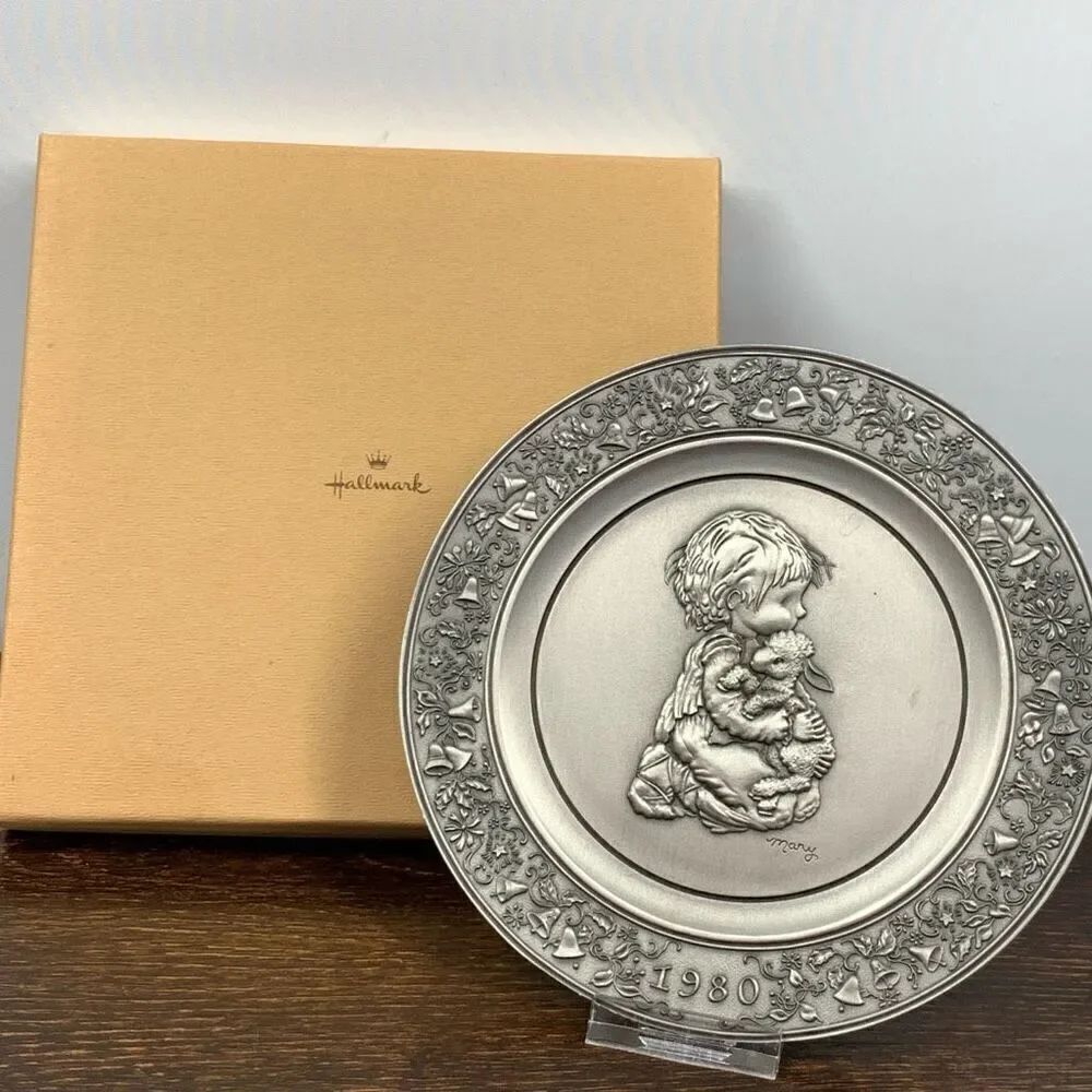 Vintage Little Gallery By Hallmark Mary Hamilton Christmas Pewter Plate Gray OS